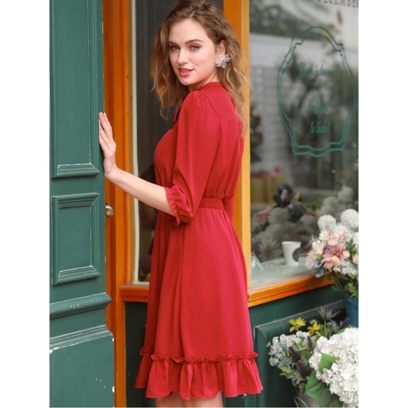Allegra K vermillion midi dress - Picture 8 of 8